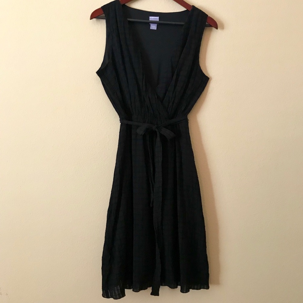 LAURA SCOTT Faux Wrap Black Dress Size Med